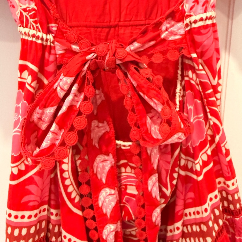 *Like New* FARM Rio Anthro Tropical Open Back Midi Vacation Resort Dress Size L - Picture 13 of 16